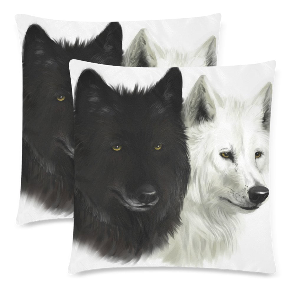 MKHERT Two Wolves Wolf Pillowcase Pillow Protector Cushion Cover 18x18 ...