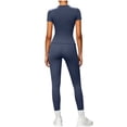 thumbnail image 7 of Usloyux Women's 2 Piece Outfits Casual Lounge Set Short Sleeve Round Neck T-Shirt with Elastic Waist Leggings Matching Two Piece Tracksuit, Navy M, 7 of 7