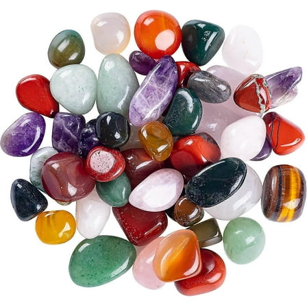 lb Bulk Natural Tumbled Gemstones and Crystals - Assorted Tumbled and Polished Gemstones