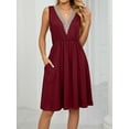 thumbnail image 3 of BadPiggies Women's Casual Summer Tank Dress Sleeveless Bohemian Midi Dresses V-Neck Lace with Pockets (M, Red), 3 of 6