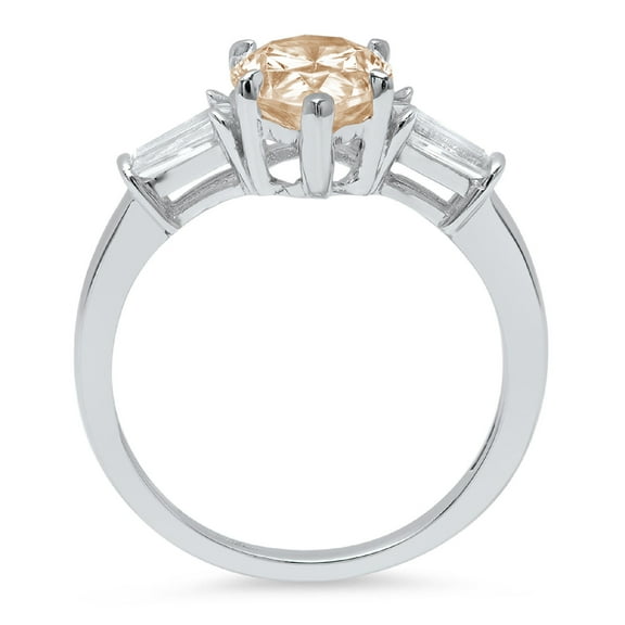 2.5 ct Pear Cut Simulated Champagne Diamond Three-Stone Engagement Ring for Women in 18K White Gold