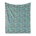 thumbnail image 1 of Garden Soft Flannel Fleece Blanket, Romantic Rose Bouquet Pattern on Blue Shade Background Feminine Floral Arrangement, Cozy Plush for Indoor and Outdoor Use, 70" x 90", Multicolor, by Ambesonne, 1 of 6