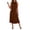 Brown, variant on OSOLU Dresses Solid Color Women Casual Sleeveless Dress Elegant O-Neck Split Hem Flowy Summer Party Vacation Everyday Wear Comfortable Loose Fit Lovely Sundress Wedding Guest Dress