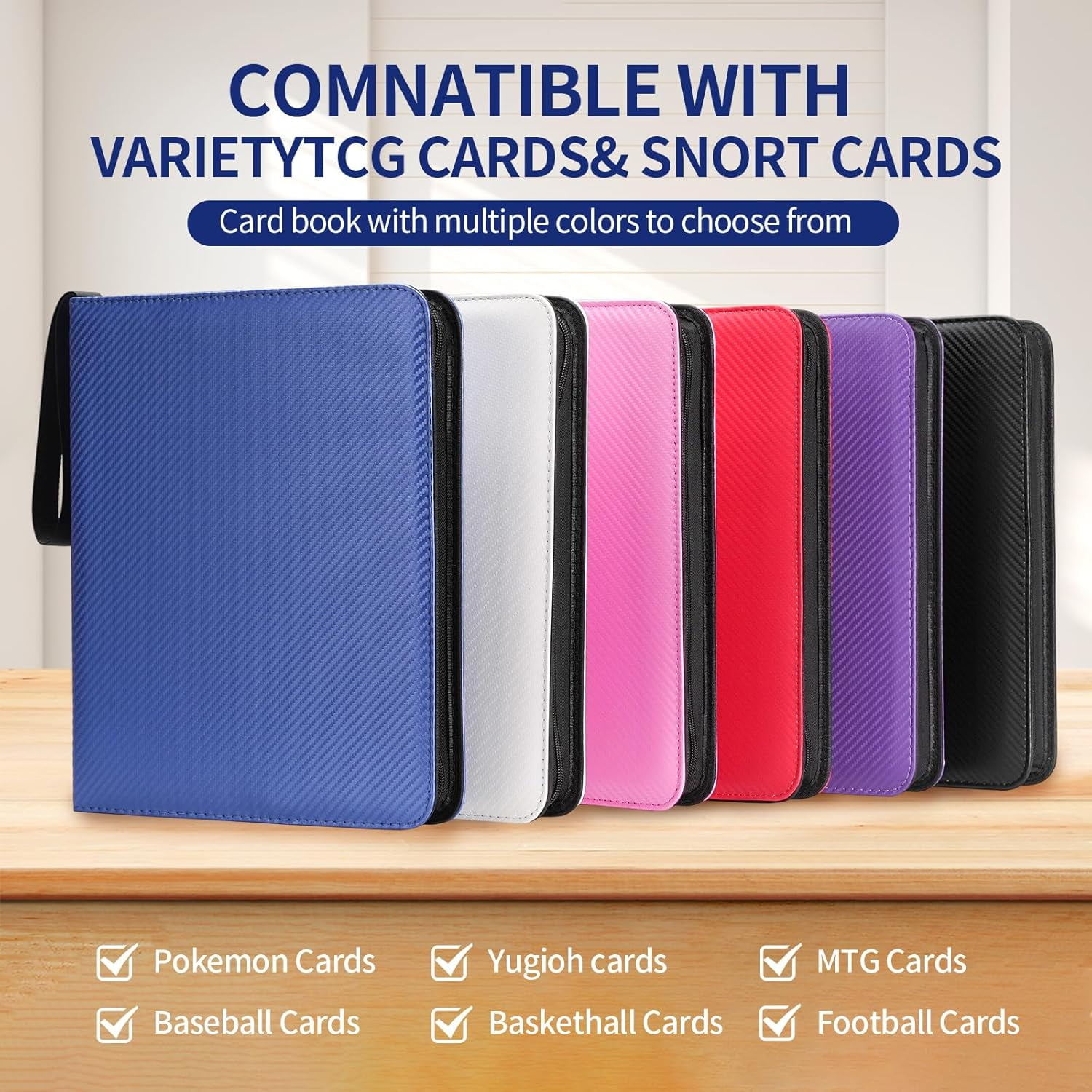 CNV Professional 720 Capacity Trading Card Binder with Zipper, 9-Pocket Waterproof PU Leather Card Collector Album for TCG and Sports Cards