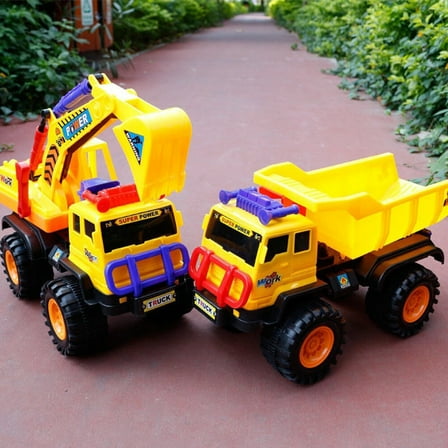 Soimiss 1Pack Tilting Cart Toys Yellow Truck Shape for Kids Outdoor Play Simulates Construction Site Activities