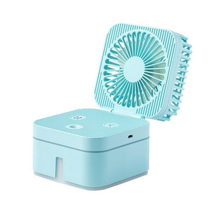 

USB Cube Folding Fan Desktop Fan Mist Humidifier Two in One Low Noise Foldable Fan Humidifying Spray Fan with Night Light