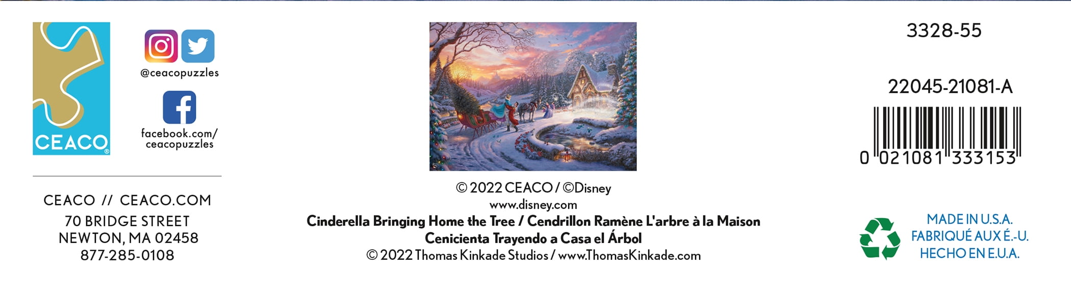 Ceaco 1000-Piece Thomas Kinkade Holiday Cinderella Bringing Home the Tree Interlocking Jigsaw Puzzle