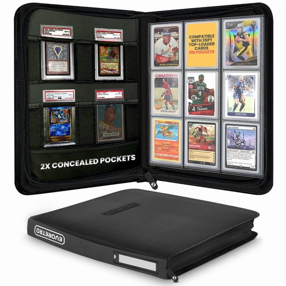 Classeur EVORETRO Toploader 3x3 – Vert fluo, 216 cartes – Album avec pochettes 3x3 et fermeture éclair pour cartes Pokémon, MTG et Sports