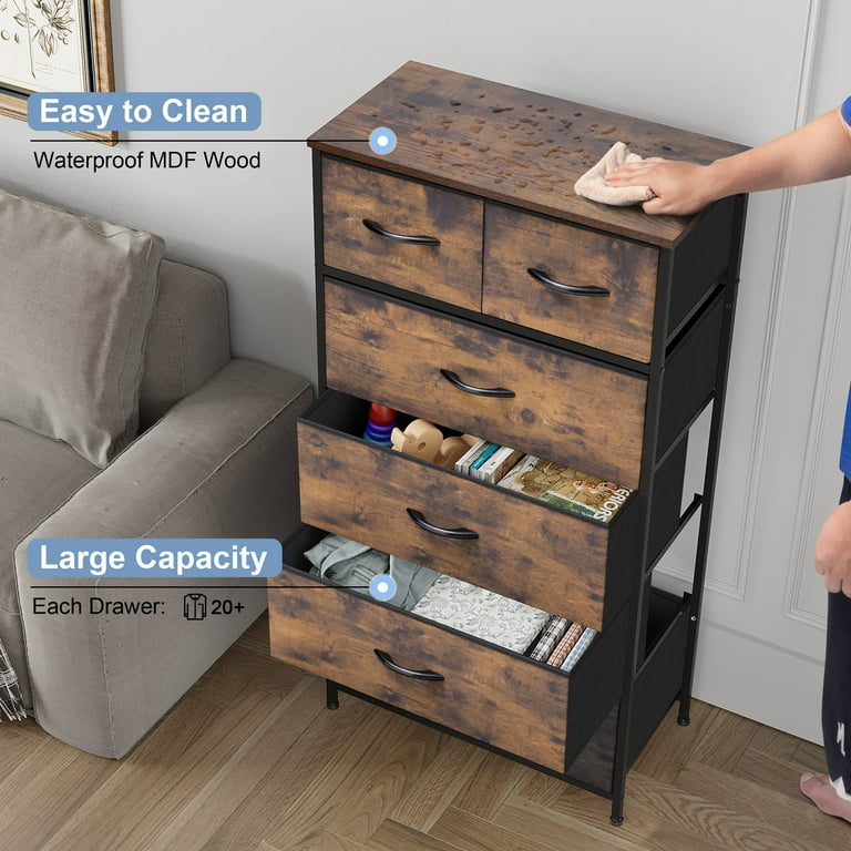 Crestlive Products 6-drawer Vertical Dresser Storage Tower with Sturdy Steel Frame, Wood Top, Easy Pull Fabric Bins Brown Crestlive Products 6-drawer Vertical Dresser Storage Tower with Sturdy Steel Frame, Wood Top, Easy Pull Fabric Bins Brown