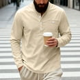 thumbnail image 1 of pstuiky camisetas de manga larga para hombre, Camisa informal de sarga de color liso con cuello alto y bolsillos abotonados para hombre tops de invierno para hombre m, 1 of 6