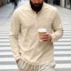 thumbnail image 1 of pstuiky manga larga para hombre, Camisa informal de sarga de color liso con cuello alto y bolsillos abotonados para hombre camisetas de hombre l, 1 of 6