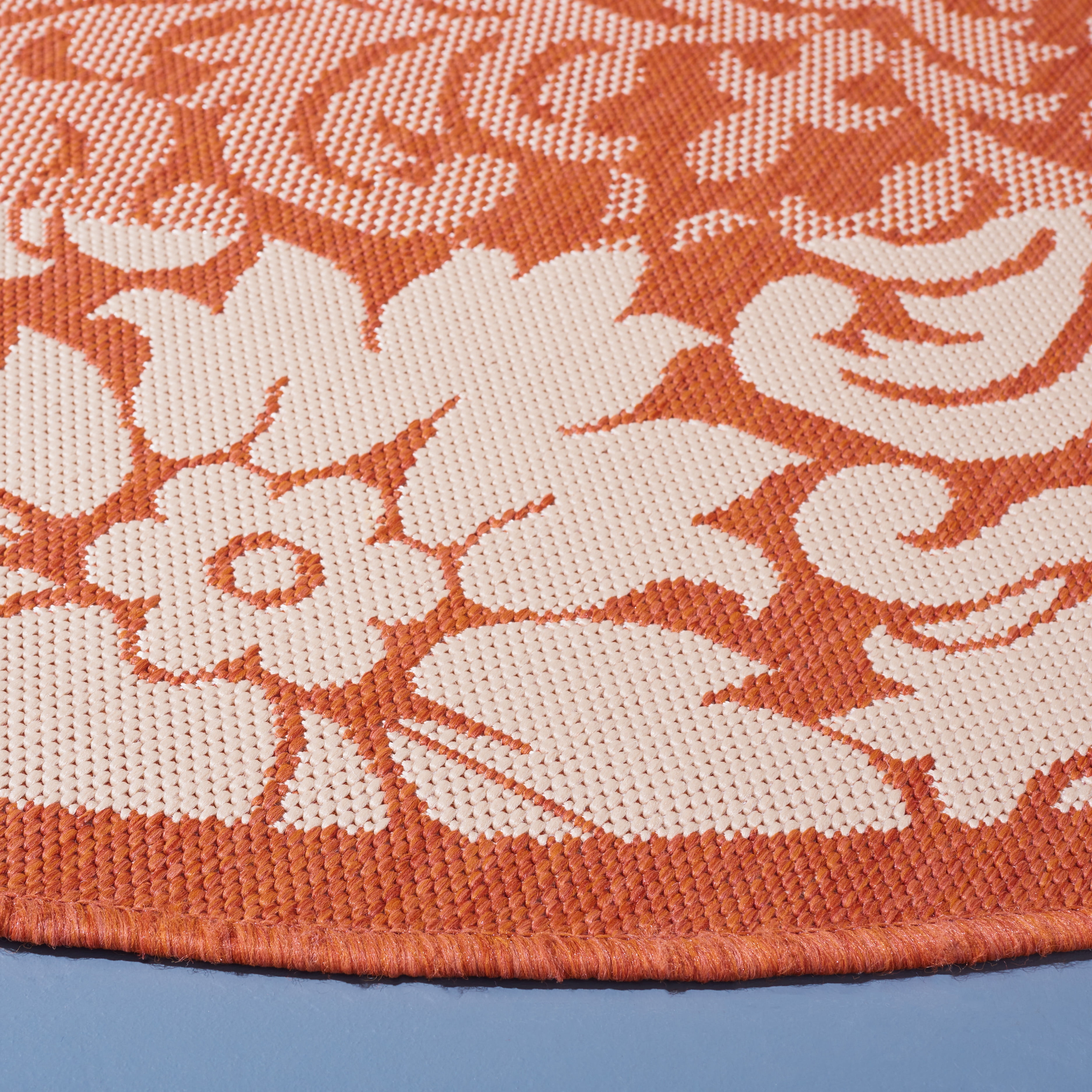 Safavieh Courtyard Dani Bordered Indoor/Outdoor Area Rug, Terracotta/Natural, 6'7" x 6'7" Round