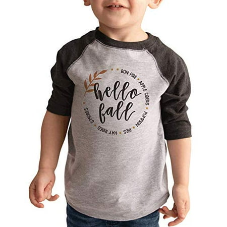 

7 ate 9 Apparel Kids Hello Fall Things Raglan Grey
