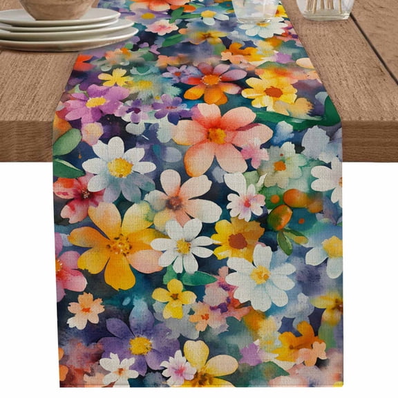 nqOlkjepod Retro Spring Wildflowers Table Runner 48 Inches Long Farmhouse Dress Scarves, Pastoral Floral Country Plants Dining Tablerunner for Coffee Table/Kitchen Island/Party Décor, 13" x 48"