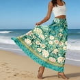 thumbnail image 6 of LWavelet Women Peony Print Tiered Maxi Skirt Elastic Waist With Pockets Boho Summer Long Skirt Green XL, 6 of 6