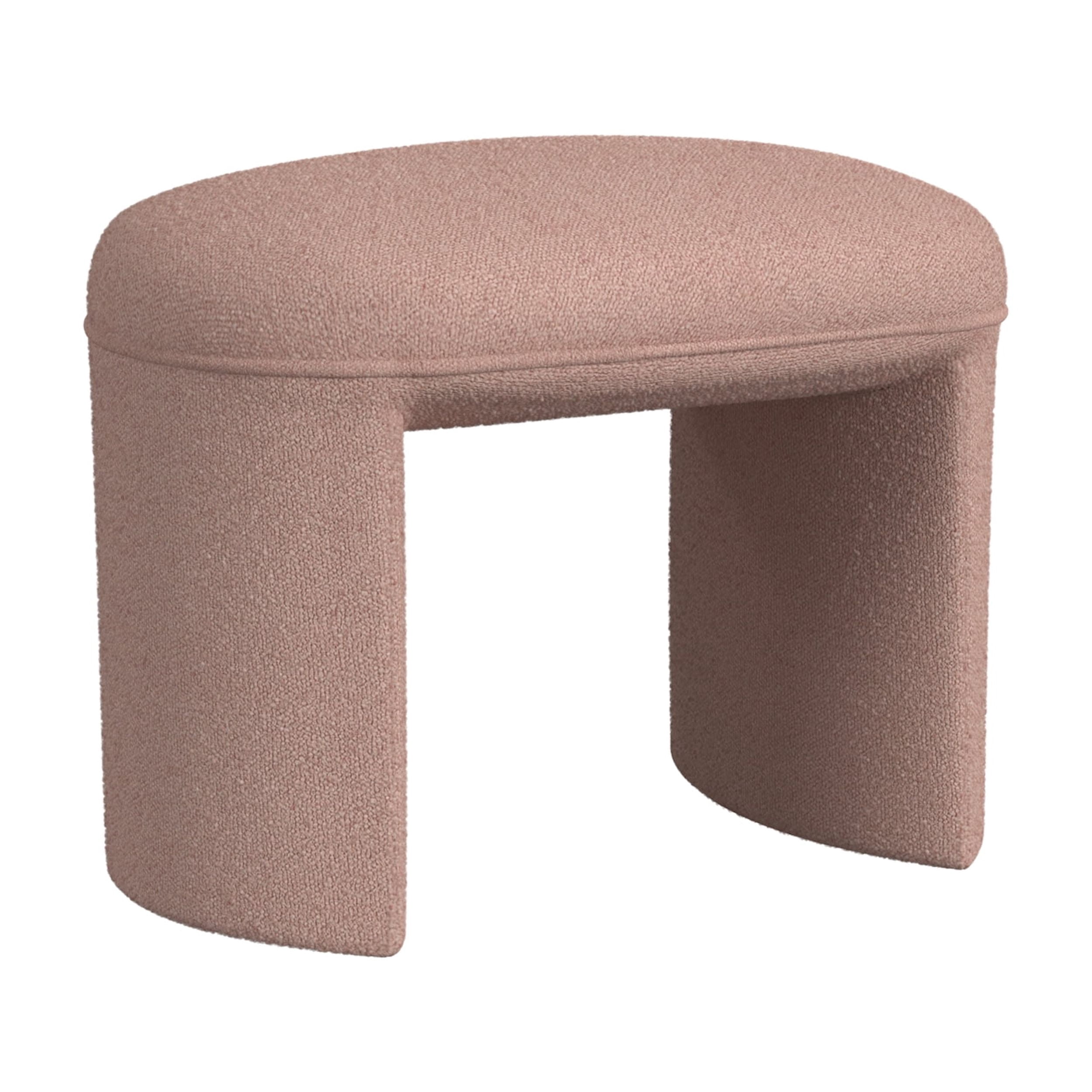 HomePop Quinn Upholstered Ottoman, Pink Boucle