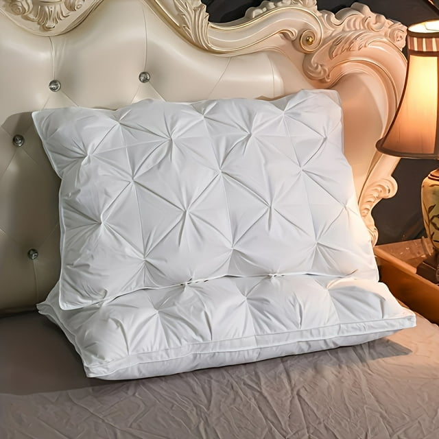 Luxury Plush Hotel-Style Bed Pillow - Extra Large Deep Comfort, Soft & Pressure-Resistant, Zippered Removable Polyester Cover, Machine Washable, All-Season Elegant Bed Cushion for Home