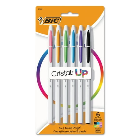 BIC Cristal Up Ballpoint 1.2 mm Assorted Ink White Barrel 6/Pack MSUPAP61AST