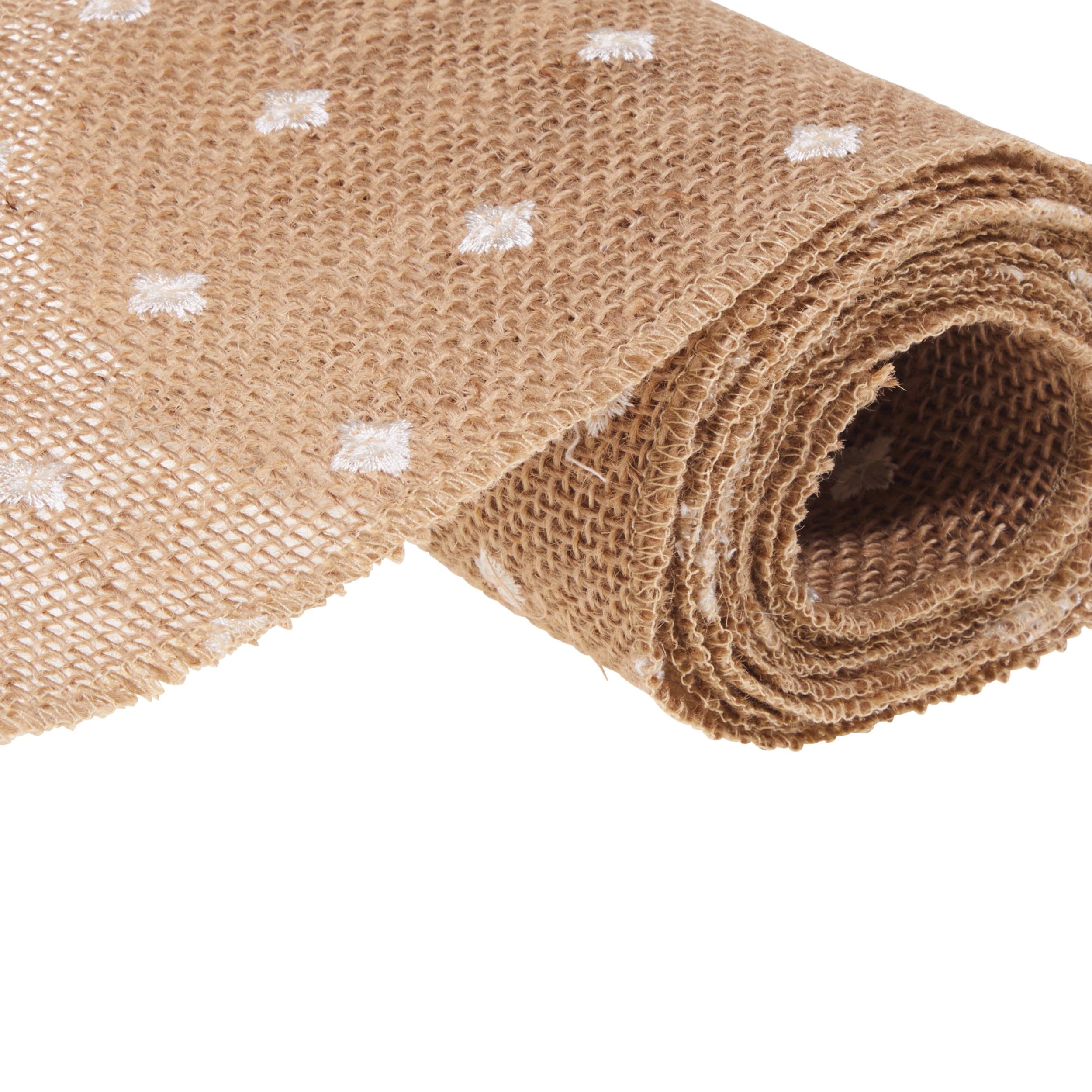 Love, Laugh, Craft Natural Jute Burlap Ribbon, 5"W x 3-Yd, 4-Pk, Precut, Beige/White
