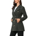 thumbnail image 4 of INSPIRE CHIC Winter Overcoat for Women's Notch Lapel Double Breasted Coats XS Dark Grey, 4 of 5
