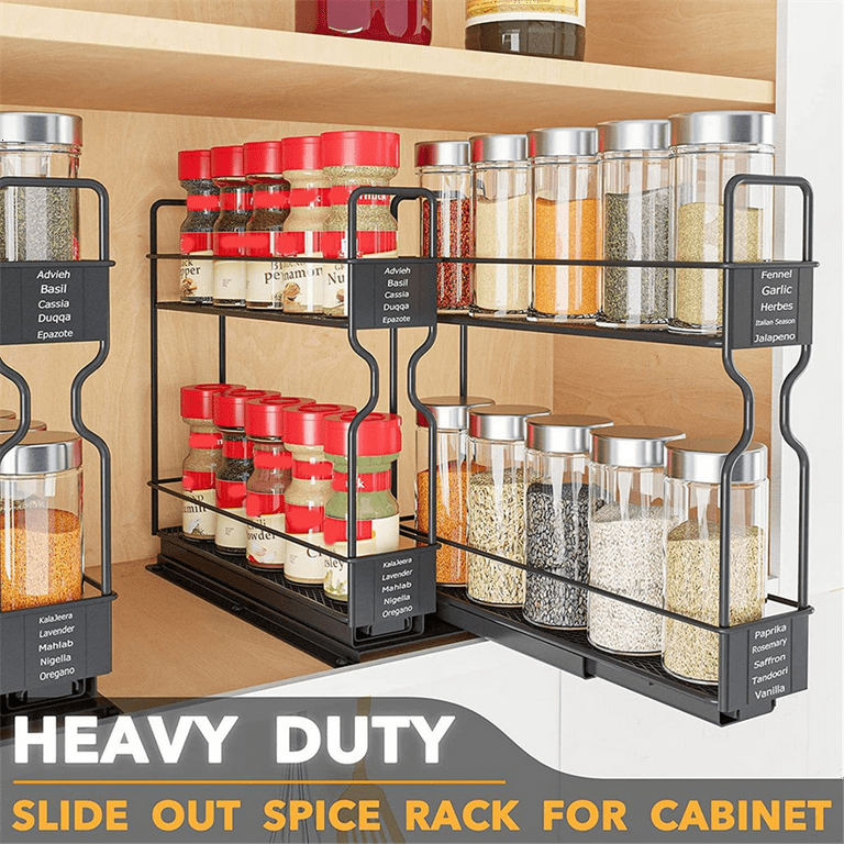 Spice Rack Organizer 2 Tier Pull Out Seasoning Rack for Kitchen Cabinet Spice Drawer Organizer Shelf for Small Space Walmart
