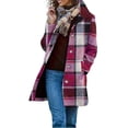 thumbnail image 3 of TaTaai Women’s Plaid Mid Length Wool Blend Coat Lapel Button Down Pocket Outerwear Loose Fit for Fall Winter Daily Layering, 3 of 9
