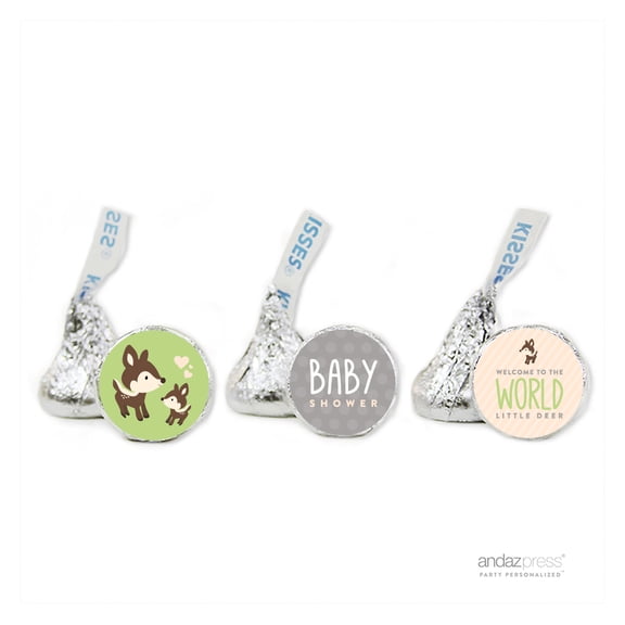 Party Green Woodland Animals Baby Shower Hershey´s Kiss Favor Labels, 216-Pack