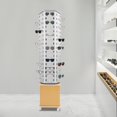thumbnail image 4 of 102 Pairs Rotating Retail Eyeglasses Display Rack Stand Floor-standing Sunglasses Holder Stand with Bottom Base for Rotatable Glasses Hanging Hook Storage Organizer Commercial Mall (Silver+Yellow), 4 of 9