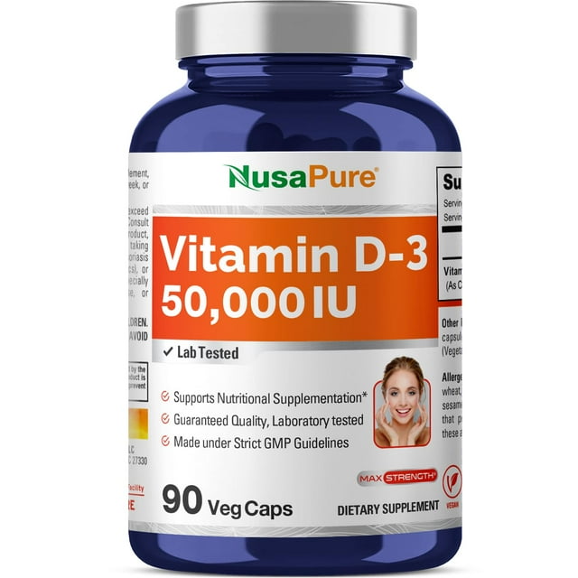 Suplemento de vitamina D3 de NusaPure, 50 000 UI, 90 cápsulas vegetarianas