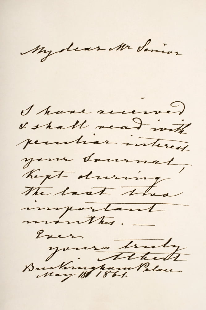 His Royal Highness Albert Prince Consort Of Great Britain And Ireland Original Name Francis Albert Augustus Charles Emmanuel Prince Of Saxe Coburg Gotha 1819 To 1861 Hand Writing Sample Canvas Art - K