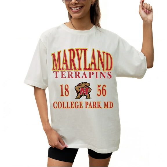 Women's Gameday Couture Cream Maryland Terrapins Unity Oversized T-Shirt