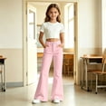 thumbnail image 2 of SGMVNU Girl's Flare Leg School Uniforms Dress Pants High Waist Casual Trousers with Pockets Girls Fashion, Size 15-16 Years, qp1-Light Pink, 2 of 7