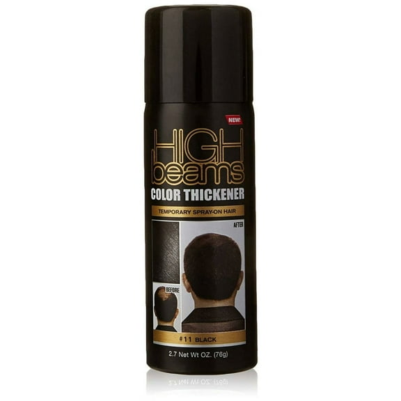 [3 PACK] High Beams Color Thickener Temporary Spray-On Hair [#11 BLACK] 2.7 oz. * BEAUTY TALK LA *