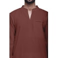 thumbnail image 4 of Atasi Kurta à Manches Longues pour Hommes en Coton Satin Uni Col Mandarin Chemise Décontractée, 4 of 7
