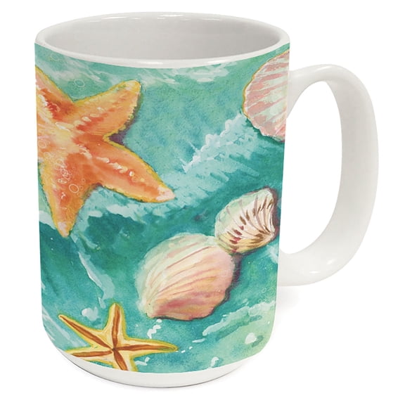 Highland Home Beach Shells 15 oz. Decorative Ceramic Mug