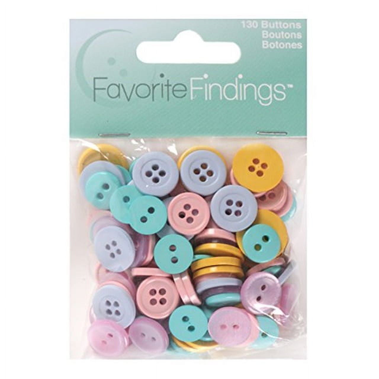 (3 pack) Favorite Findings Pastel Basic Round Sew Thru Buttons, 130 Count