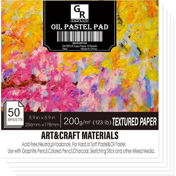 Oil Pastel Pad | 5.9 x 5.9 inch(123 lb/200g) | 50 Sheets Heavyweight Drawing Paper
