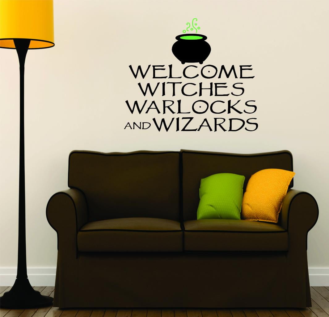 Vinyl Wall Decal Sticker : Welcome Witches Warlocks & Wizards Halloween Sign Seasonal Holiday Decoration Picture Art 16x24