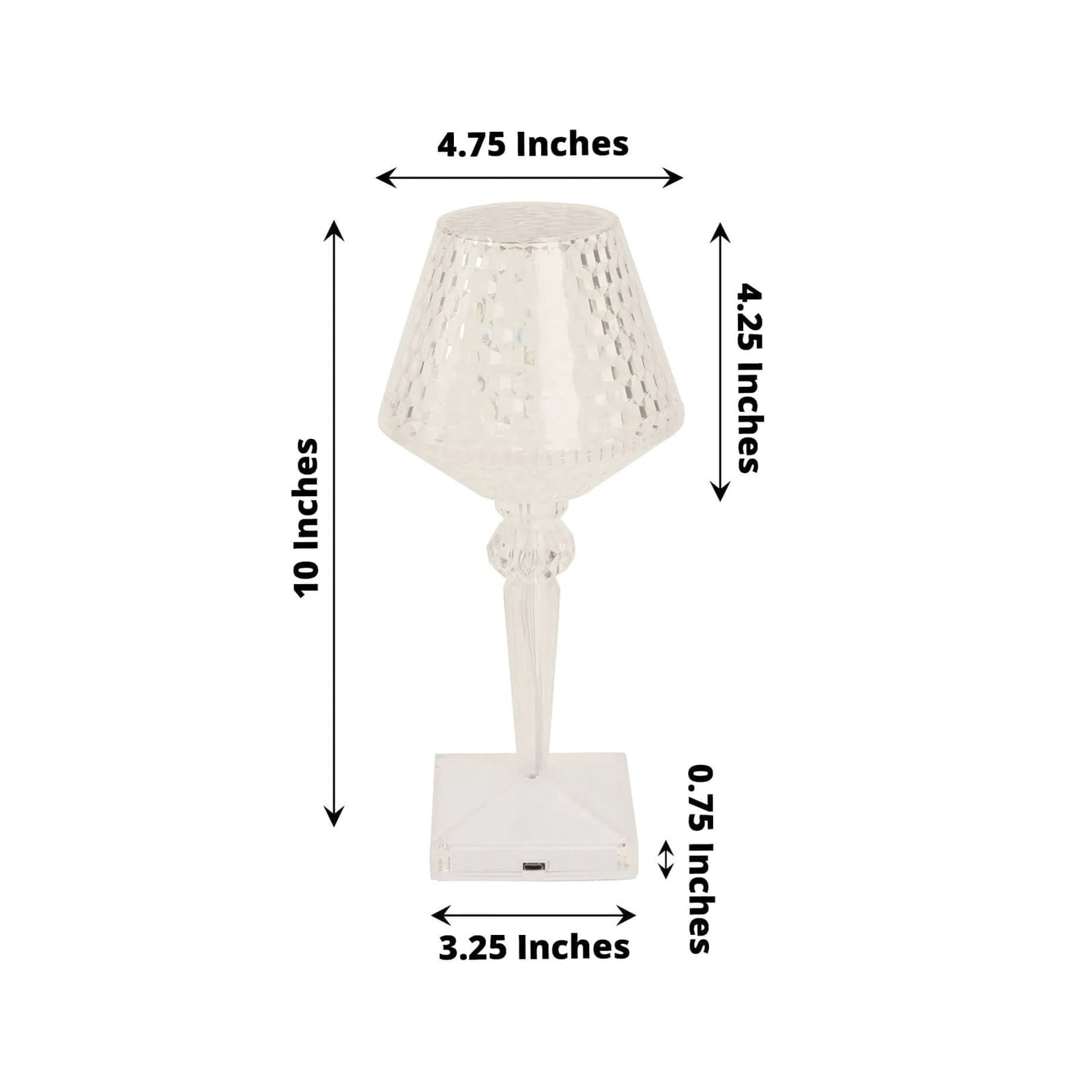 Efavormart 10" LED Acrylic Crystal Cup Shape Color Changing Cordless Table Lamp, Rechargeable Touch Control Accent Lamp