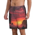 thumbnail image 2 of Balery Sunset Western Desert Cowboy Traje de Baño Estilo Hawaiano para Hombre, Shorts de Secado Rápido con Bolsillos-Small, 2 of 6