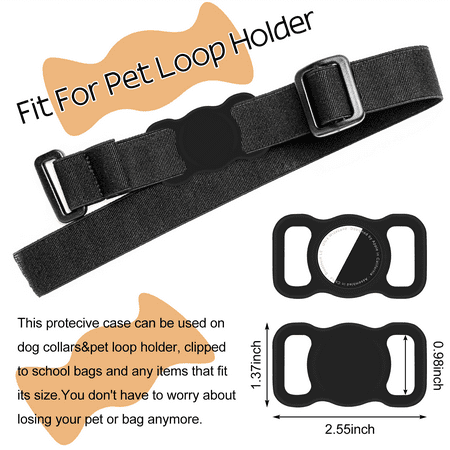 UrbanX Anti-Scratch and Anti-Lost Pet Collar Loop Holder, Silicone Protective Case, Compatible with Airtag GPS Tracker, Lightweight, High Quality Silicone Material, Washable (Black, 1 PCS)