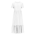 thumbnail image 3 of Stamzod Summer Dresses for Women 2024 Short Sleeve Ruffle Hem Flowy Maxi Tank Dress Solid Color Beach Dresses Women with Pocket, 3 of 5