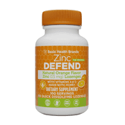 Basic Health Brands Natural Orange Flavor Zinc Lozenges for Immune Support, Cold Relief, 100 Count