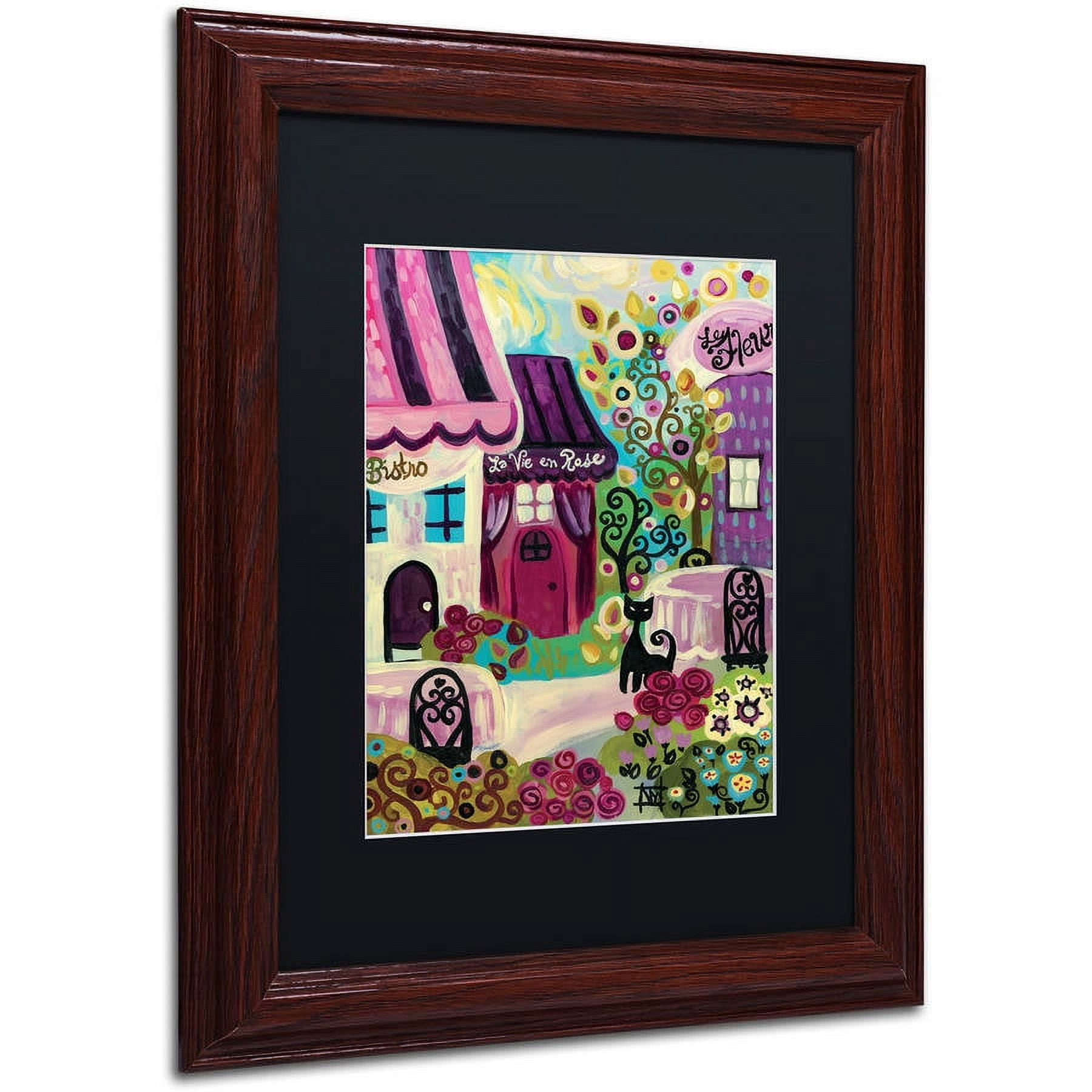 Trademark Fine Art "La Vie En Rose" Canvas Art by Natasha Wescoat, Black Matte, Wood Frame