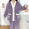 thumbnail image 3 of Pijamas de invierno de talla grande para mujer, ropa de casa cálida gruesa, pantalones de cárdigan de terciopelo Coral, traje suelto, estudiantes coreanos, 5XL, 3 of 5