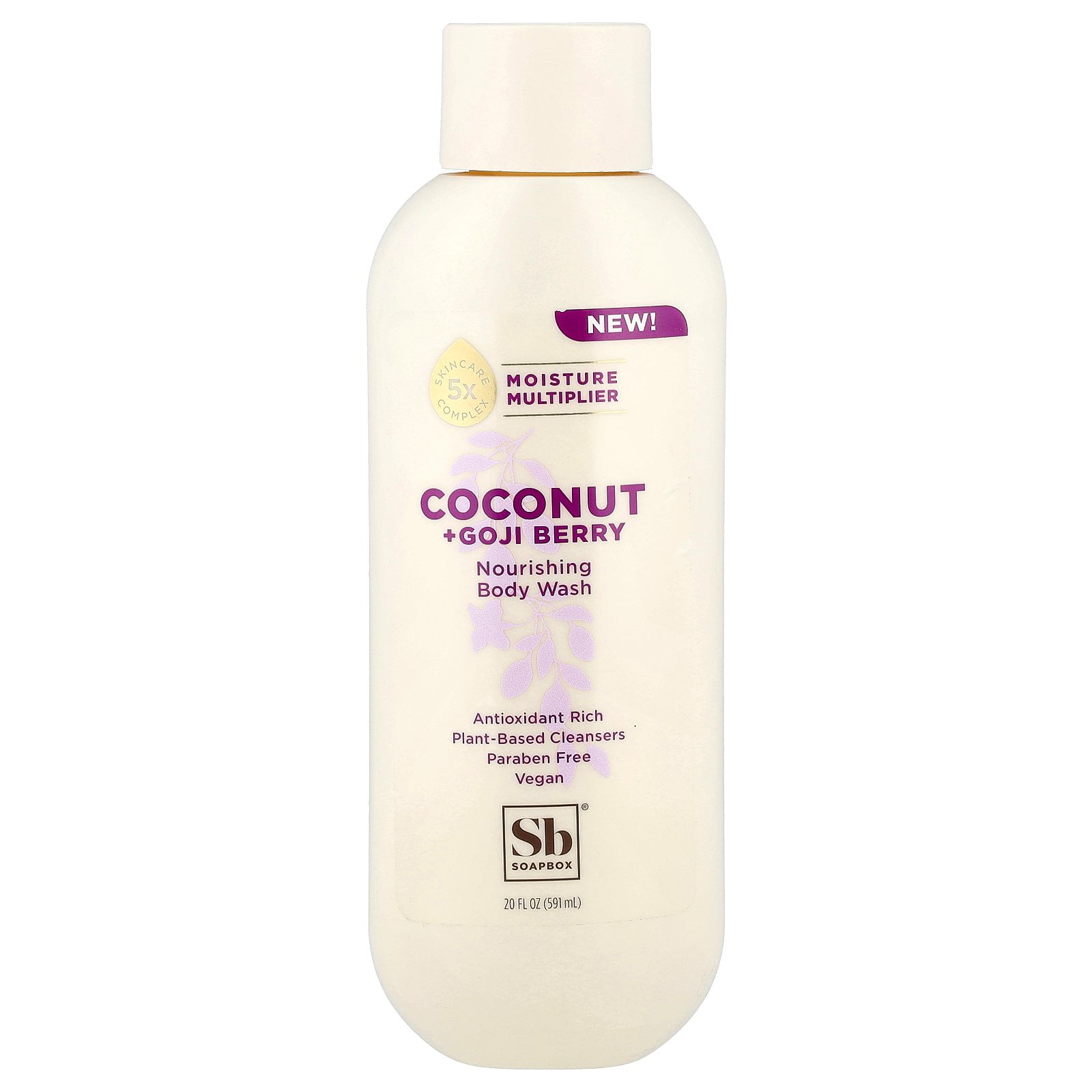 Soapbox Moisture Multiplying Body Wash for Women & Men, All Skin Types, Coconut and Goji Berry, 20 oz