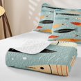 thumbnail image 4 of Manfei Boho Abstract Fish Quilt King, Ocean Art King Coverlet Set, Gray Blue, 3-Piece, 1 Bedspread and 2 Pillowcases, 4 of 7
