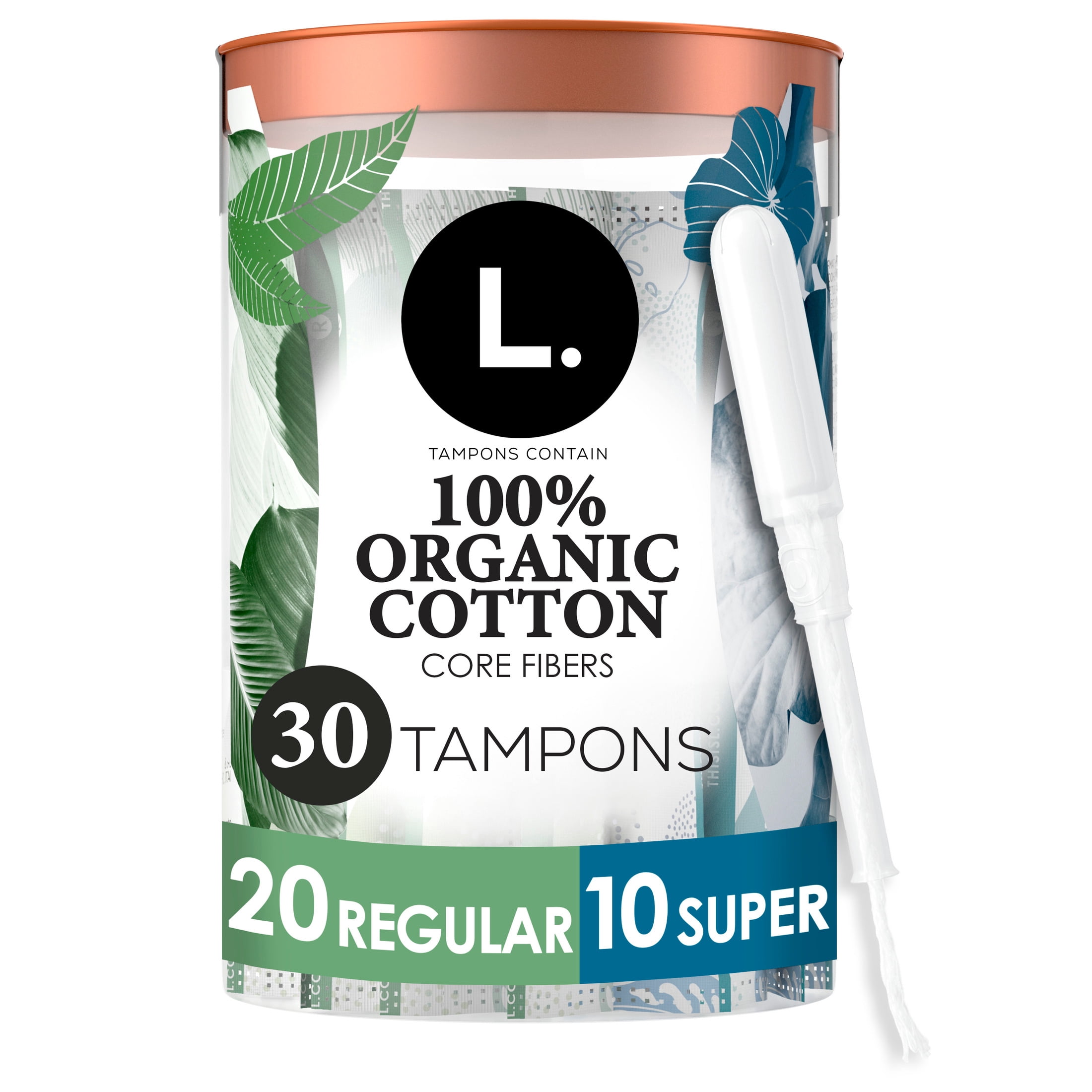 L., Tampons, Regular Absorbency, 30 ct, Organic Cotton - Walmart.com