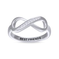 AFFY Infinity Promise Ring for Women | Round White Natural Diamond "Best Friends" Stackable Wedding Bands Ring | 14K White Gold Over Sterling Silver Jewelry Gifts For Her (0.05Cttw)-10
