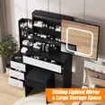 thumbnail image 3 of Vanity Desk with Sliding Mirror and Lights, Makeup Vanity Set with Power Outlet, 4 Drawers, Stool, Makeup Dressing Table for Bedroom, 3 of 7